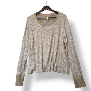 BetaBrand‎ Womens XL UltraEase Scoop Ribbed Cuff Top Beige Brown Heather